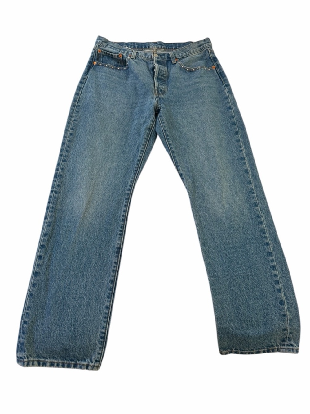Levi’s 501 Studded Straight Leg Jeans W31 L30 Y2K Western Denim - Picture 5 of 8